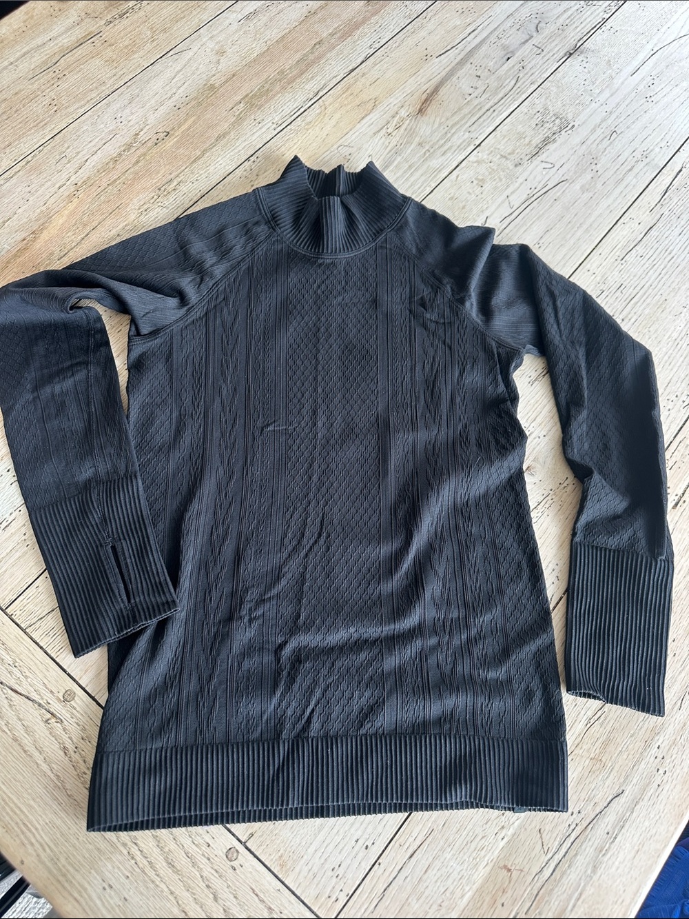 lululemon athletica Black Long Sleeve Mock Neck Tee